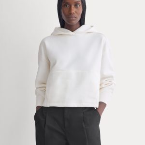 Luxe Fleece Seamed Cropped Hoodie | Bone