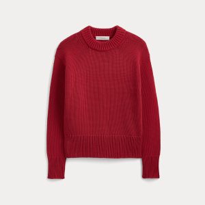Oversized Cocoon Crew in Elevated Cotton | Vintage Red